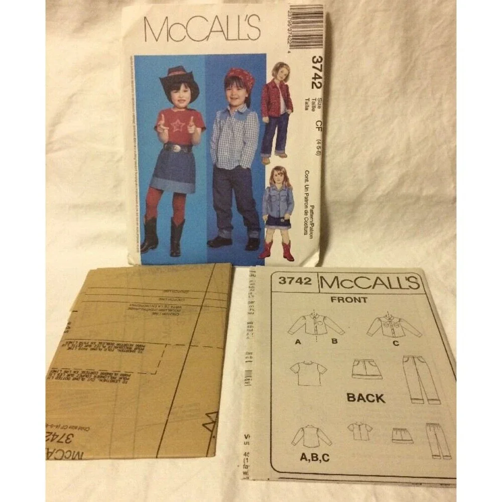 McCalls 2 sewing patterns kids Size 4 5 western shirt jumper jacket 3742 3358